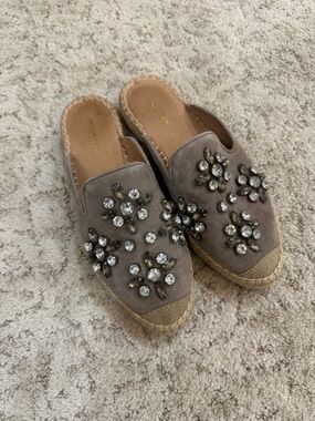 Halogen Taupe Jeweled Slip-On Women’s Espadrille Mules